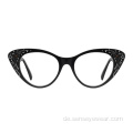 Mode Frauen Rhinestone Acetat Optische Rahmenbrille